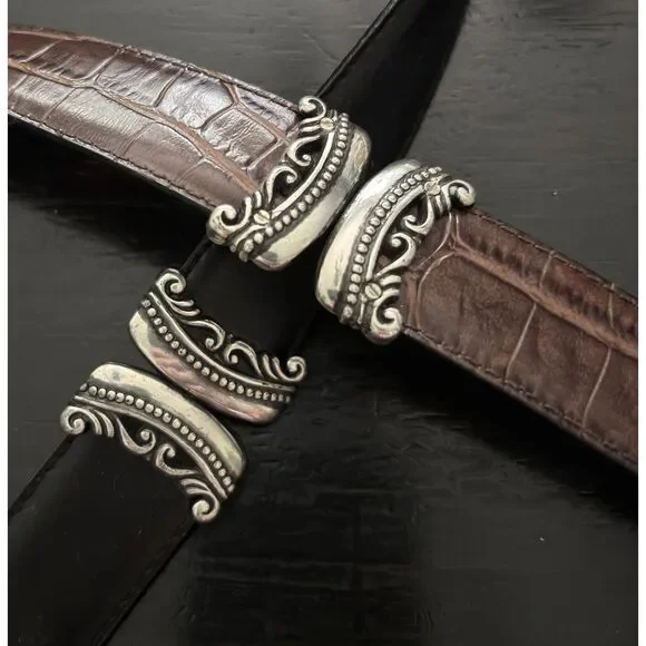 Vintage Brighton Brown & Black Reversible Leather Belt Size M 36" - Picture 2 of 7